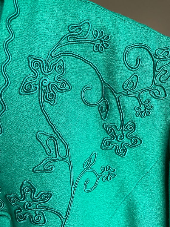 1990s Emerald Green Soutache Dress - image 4