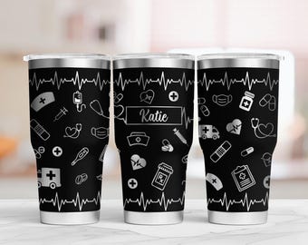 Nurse Tumbler Wrap SVG: Personalized 30oz Laser Design (Digital Download)