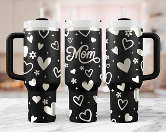 Mom Tumbler Laser SVG: Engraved Floral Heart Design (Digital Download)