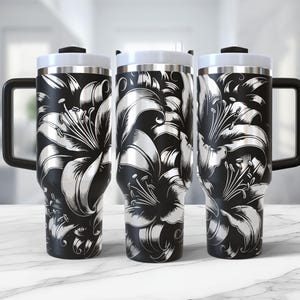 40oz Tumbler Wrap Lilies, Lily Full Wrap Engraved Tumbler Seamless Laser Design, 40oz tumbler wrap for laser rotary cup instant download