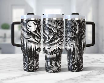 Halloween Tumbler Wrap Laser svg 40oz Quencher, Northern Lights Halloween Seamless Laser Design, Spooky Aurora Borealis instant download