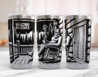 Bigfoot 20oz Tumbler Full Wrap Laser svg, Sasquatch Laser Cut Design for DIY Projects, Ew People Funny Camping Rotary Engraving Design