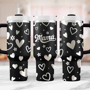 Mama Hearts 40oz tumbler laser svg, Engraved Full Wrap Mothers Day Seamless Design for 40oz Laser Rotary, Instant Digital Download