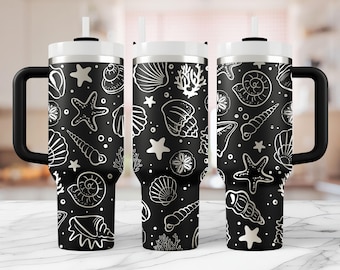 Seashell Tumbler Laser SVG: Beach Starfish Coral Wrap (Digital Download)