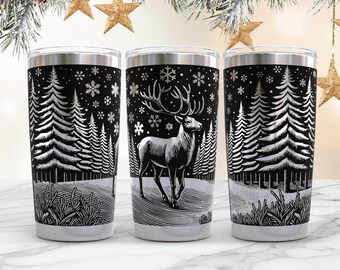 Deer and Snowflakes 20oz Tumbler Wrap Laser SVG (Digital Download)