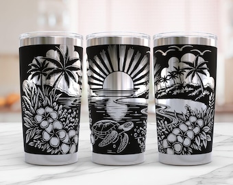 Sea Turtle Tumbler Wrap Laser SVG: Engraved Ocean Design (20oz)