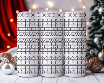 Fuck This Shit Funny Christmas Sweater Hidden Message Skinny Tumbler Wrap PNG - Sarcastic Xmas Adult Humor Seamless 20oz tumbler design
