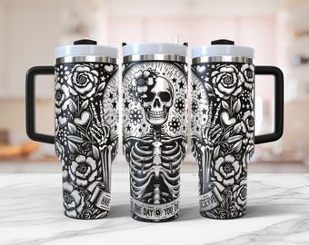 Snarky Skeleton Floral Tumbler SVG: Laser Engraving File (Digital Download)