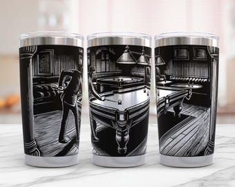 Billiards Tumbler Laser SVG: Pool Player Engraving Design (20oz) (Digital Download)