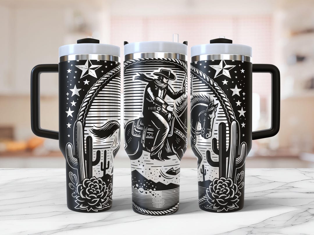 Western Cowboy Horse Laser Tumbler Wrap, 40oz Quencher Full Wrap Svg ...