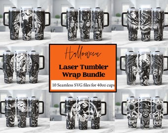 Halloween Tumbler Laser SVG Bundle: 40oz Seamless Wrap Designs (Digital Download