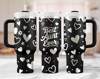 Best Aunt Ever 40oz tumbler laser svg, Engraved Full Wrap Seamless Design for 40oz Laser Rotary, Instant Digital Download