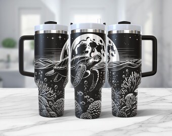 Ocean Turtle Tumbler Wrap: Seamless Laser Design for 40oz Quencher (SVG Digital Download)