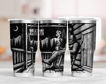 Bigfoot 30oz Tumbler Full Wrap Laser svg, Sasquatch Laser Cut Design for DIY Projects, Ew People Funny Camping Rotary Engraving Design