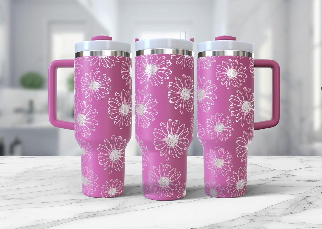 Daisy Laser Tumbler Wrap SVG: Seamless 40oz Engraved Design (digital ...