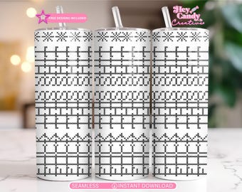 Fuck This Shit Funny Hidden Message Skinny Tumbler Wrap PNG - Sarcastic Retro Snarky Adult Humor Seamless 20oz tumbler sublimation design