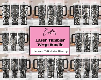 Easter Tumbler Wrap Laser SVG Bundle: Seamless 40oz Engraving Design (Digital Download)