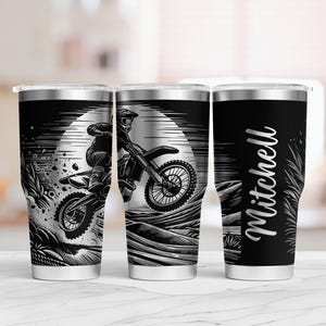 Dirt Bike Rider 30oz Laser Rotary Full Wrap svg, Add your own name personalized Motorbike Tumbler, Instant Digital Download