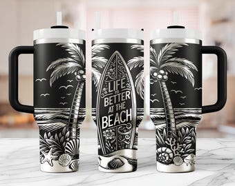 Beach Life 40oz Tumbler Laser Engraving SVG File