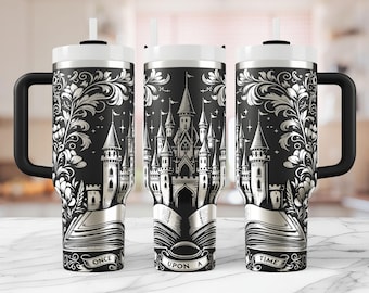 Envoltura para vaso de Castillo Mágico SVG: Diseño romántico grabado a láser (descarga digital)