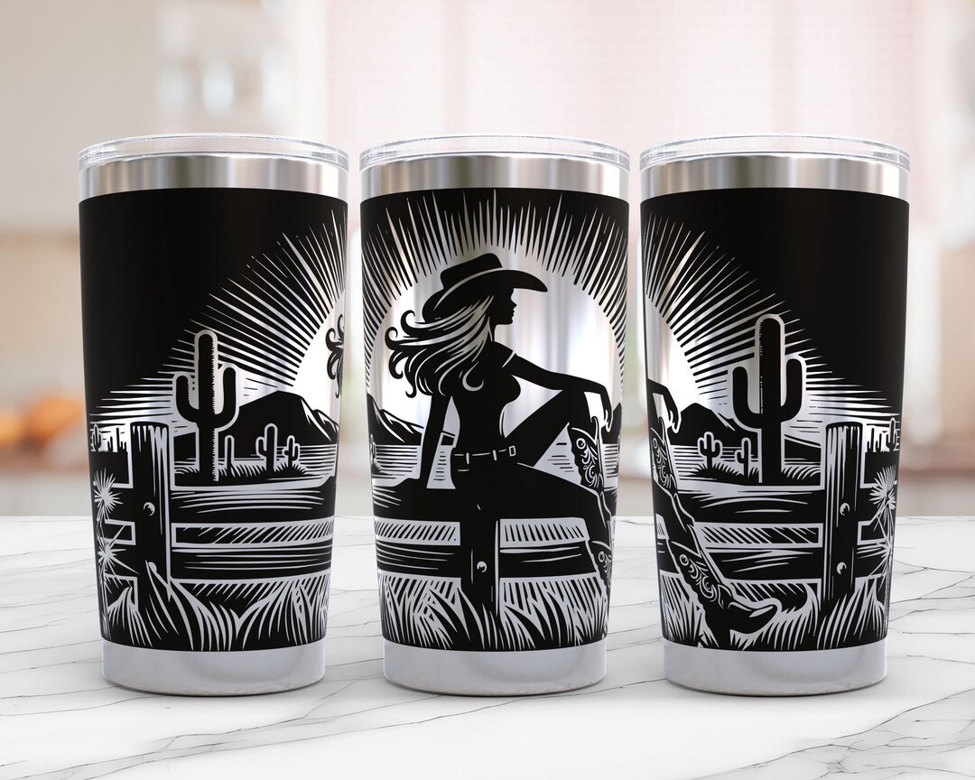 Cowgirl Tumbler Wrap Laser Cut File: Western Horse Design (20oz SVG ...