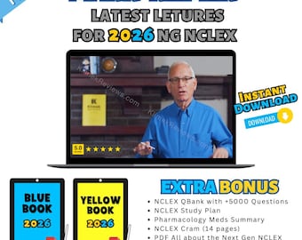 NCLEX-RN 2026 Complete Success BUNDLE - All Video Lectures, Blue Book, Yellow Book, and Reviews Included
