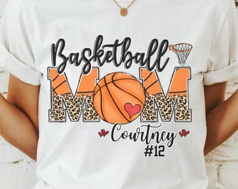 Camiseta personalizada para mamá de baloncesto, camiseta para mamá de baloncesto, camiseta personalizada con nombre de jugador, camiseta Bella Canvas para mamá.