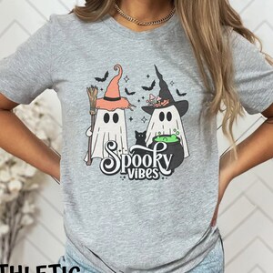 Cute Ghost Spooky Vibes Halloween Shirt, Fall Vibes Ghost Witches Brew Unisex Bella Canvas T-Shirt, Spooky Season, Halloween Ghost Tee