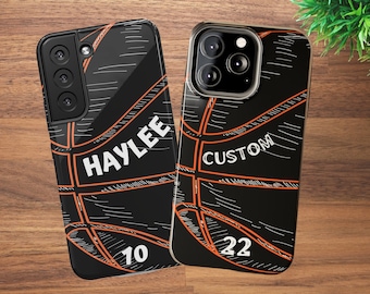 Custom Basketball Gift Phone Case, Personalized Name & Number Basketball Phone Case, Personalized Gift, iPhone 16, Galaxy S25 Google Pixel 9