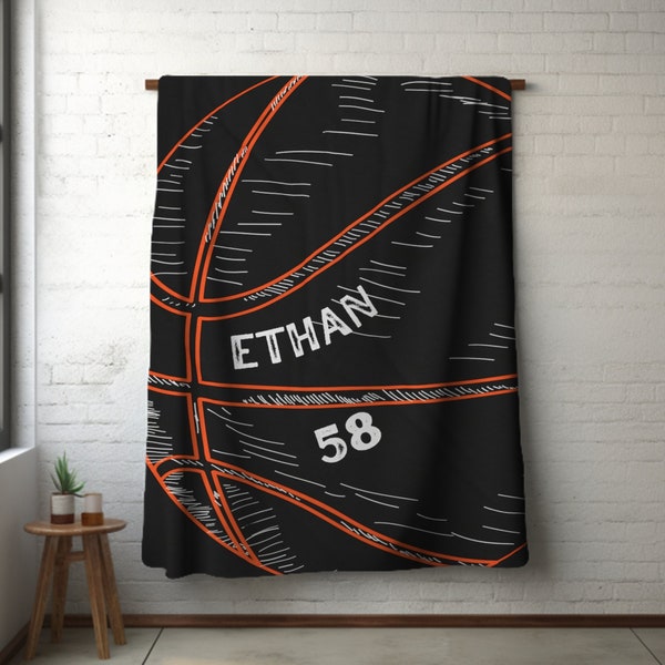 Personalized Basketball Gift Blanket, Custom Basketball Throw, Gift for Teen, Basketball Player Gift, Baller Gift, Teen Blanket