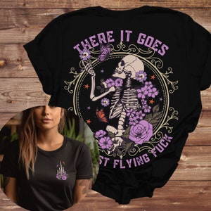 Funny Skeleton Shirt, Last Flying Fuck TShirt, Boho Skeleton Flower T-Shirt, Retro Halloween Tee, Funny Saying Tee, Sarcastic Shirt