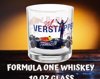 Max Verstappen Simply Lovely 10oz Whiskey Glass, Bourbon Glass for Formula One Fan, Dad Gift, F1 Gift for Husband, Red Bull Racing