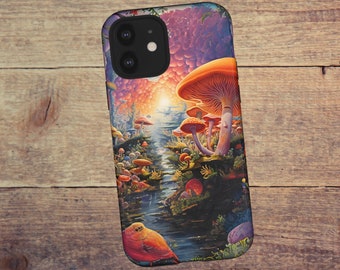 Cottage core Mushroom Design Case, Bright Mushroom Phone Case, iPhone Google & Samsung Phone Case, AI Mushroom Phone Case, Mother's Day Gift