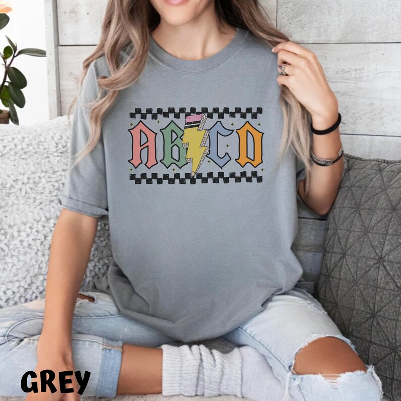 Retro Pencil Bolt ABCD Teacher T-shirt, ACDC Vintage Team Teacher ...