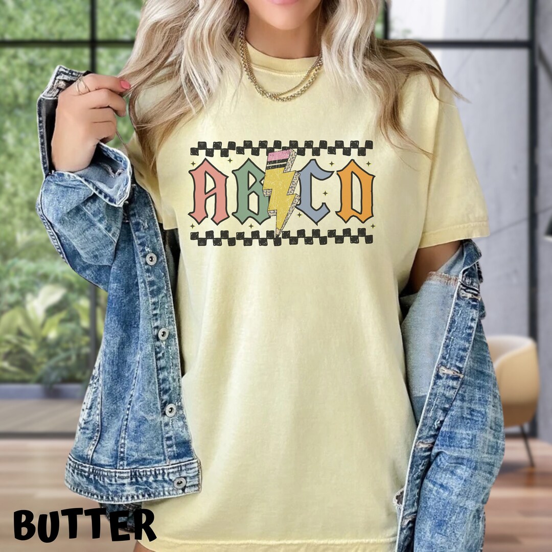 Retro Pencil Bolt ABCD Teacher T-shirt, ACDC Vintage Team Teacher ...
