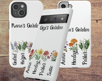 Nana&#39;s Garden Birth Month Phone Case, Custom Grandma Gift, Personalized Mother&#39;s Day Gift iPhone Google and Samsung Case Pixel 8 Galaxy S25