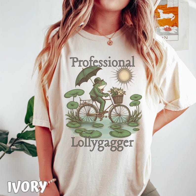 Professional Lollygagger, Born to Dilly Dally, Funny Vintage Frog Shirt Frog & Toad Comfort Colors Shirt Sarcastic Shirt Vintage Graphic Tee bild 4