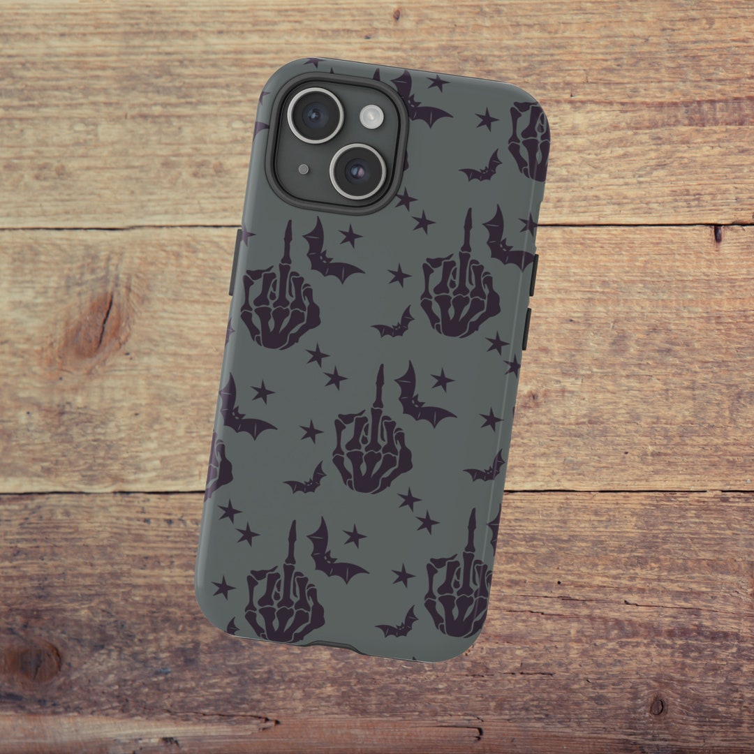 Funny middle finger skeleton hand phone case skeleton hand phone case