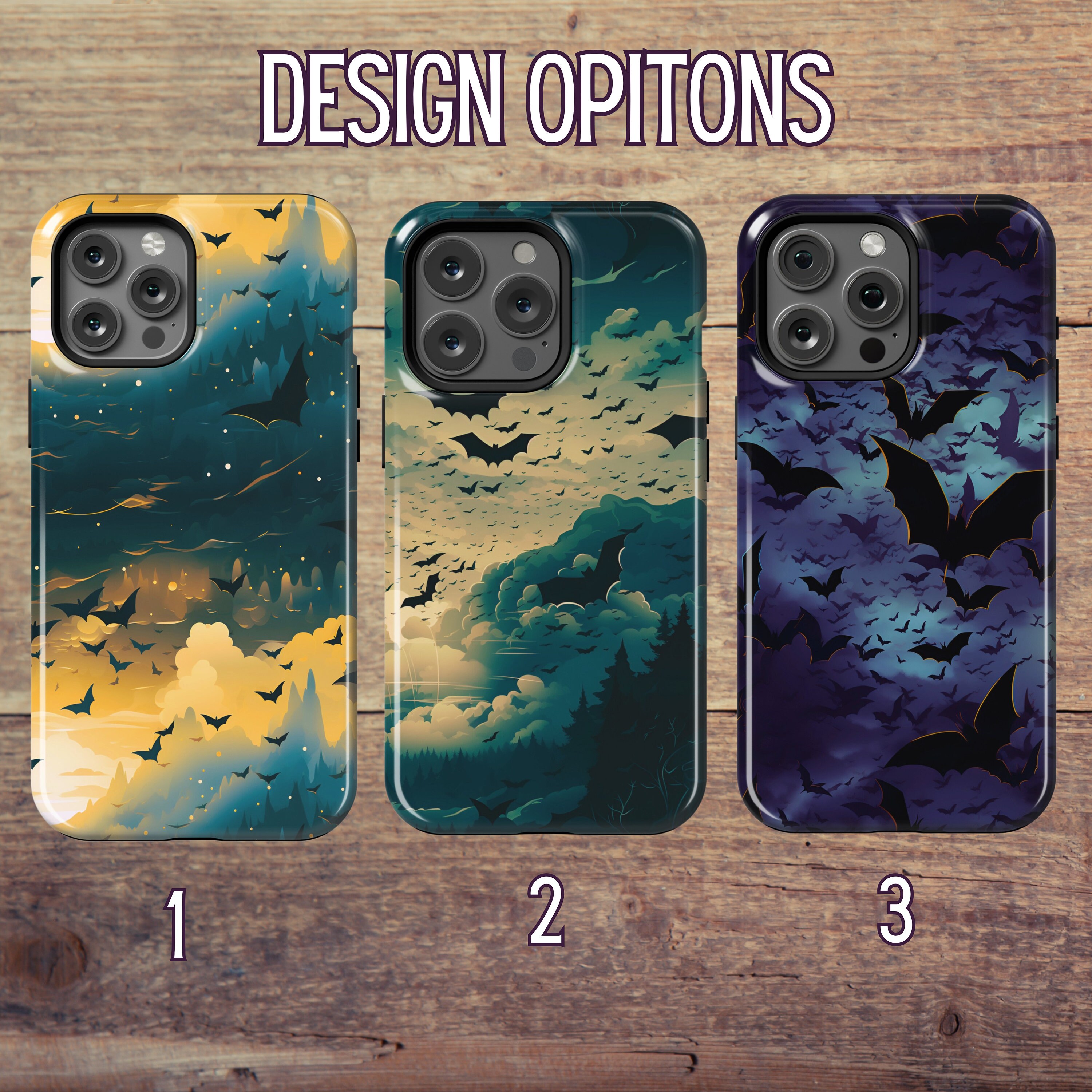 Gothic Bat Pattern Halloween Phone Case, Halloween Bat Tough Phone Case ...