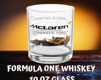 McLaren 10oz Whiskey Glass & Beer Pint, Bourbon Glass for Formula One Fan, Dad Gift, F1 Gift for Husband, McLaren F1 Racing