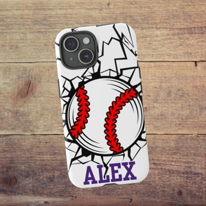 Custom Baseball Phone Case, Personalized Name & Number Baseball Case, Custom Teen Sports iPhone 16 Galaxy S25 and Google Pixel 9 Phone Case