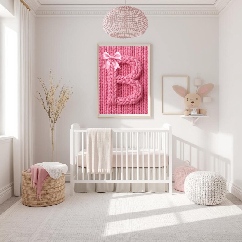 Baby/teen Pink Wall Art :girl Nursery Image, Letter B Poster, Digital ...