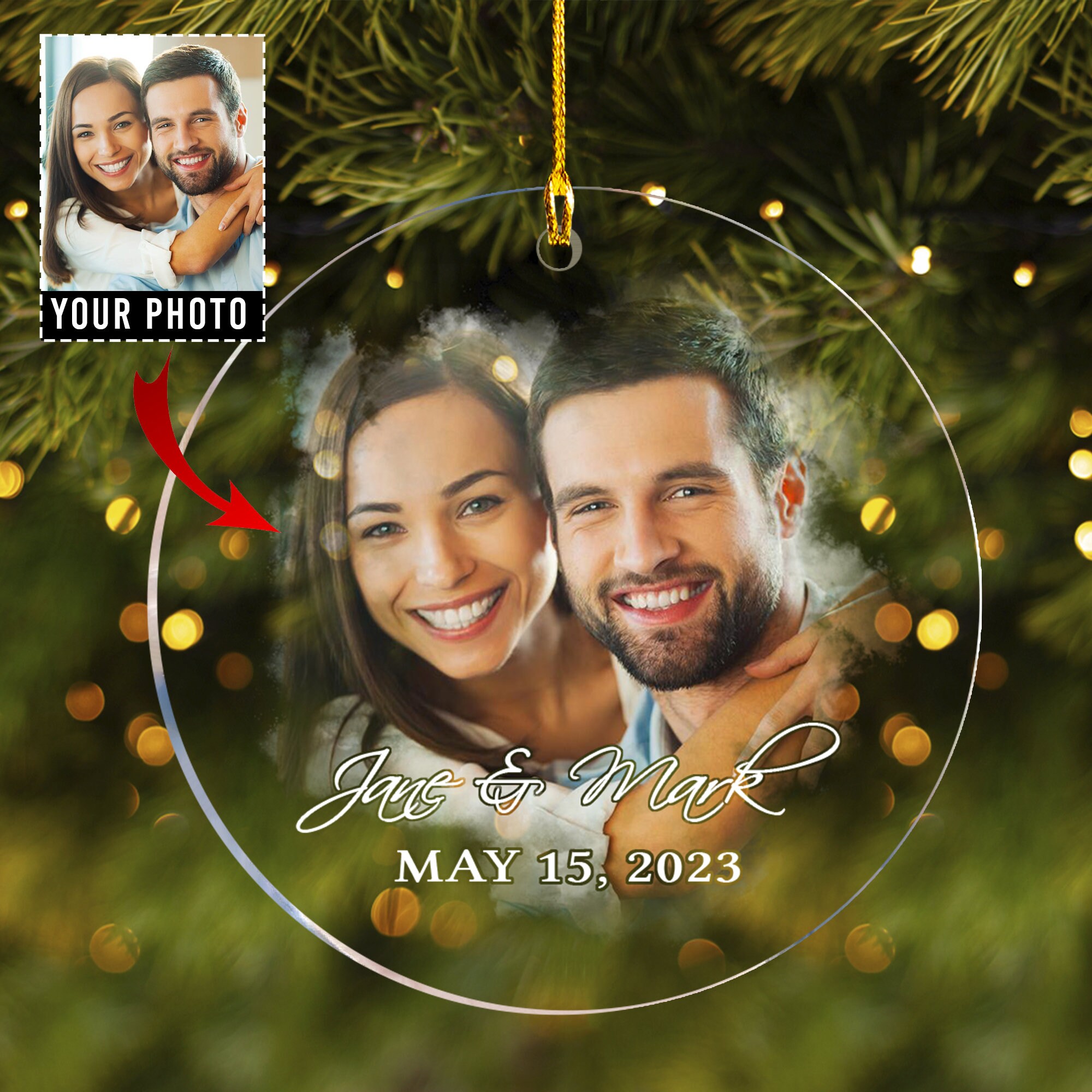 Personalized Photo Ornament Gift - Custom Acrylic Keepsake - Family