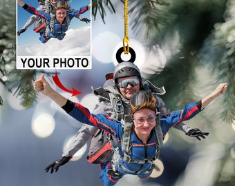 Personalized Photo Skydiving Ornament, Christmas Gifts For Skydiving , Custom Ornaments Gift For Skydiving Lovers, Skydiving Ornament