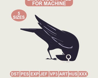 Funny Bird Embroidery File, Minimalist Dark Humor Design (Digital Download)
