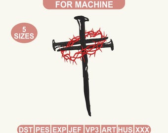 Nagelkors Törnekrona Broderifil, Religiös Tro Stygn Design (Digital Nedladdning)