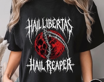 Hail Libertas Hail Reaper Black Metal-tröja, gotisk rödmåne-hoodie