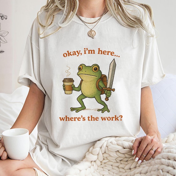 Funny Frog Coffee Sword T-shirt, Warrior at Work Unisex Tee - Etsy