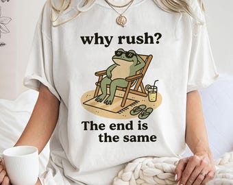 Chill Frog Beach Chair Shirt – Funny Aesthetic Quote Tee, Whimsical Cartoon Retro Minimalist Frog T-Shirt, Relaxing Summer Graphic Tee