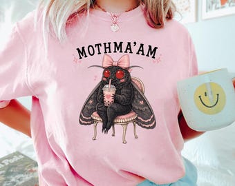 Mothma'am Shirt, Pink Bow Mothman Sweatshirt, Coquette Cryptid Hoodie